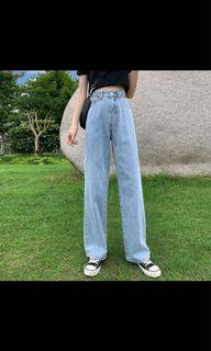 High Waist Side Button Denim Jeans, Women's Fashion, Bottoms 