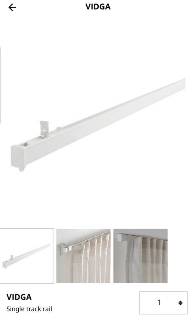 IKEA VIDGA Single Track Rail for Curtain, Furniture & Home Living, Home