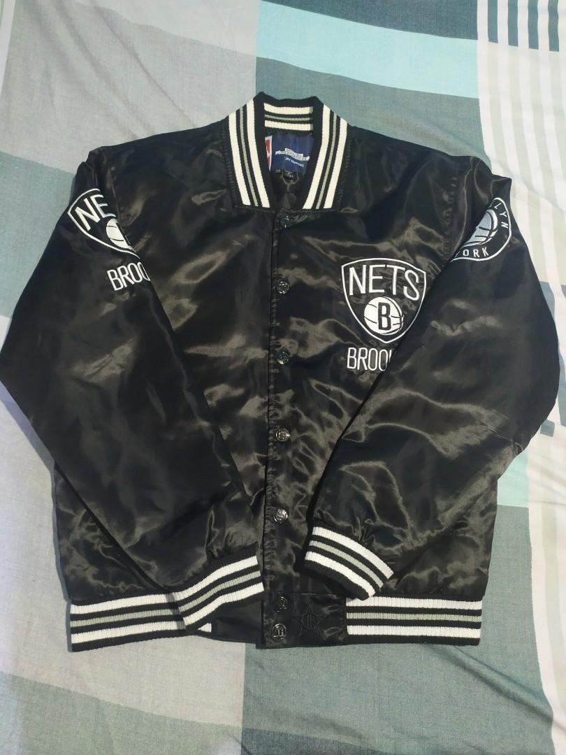 JH Design Men's Brooklyn Nets Black Varsity Jacket