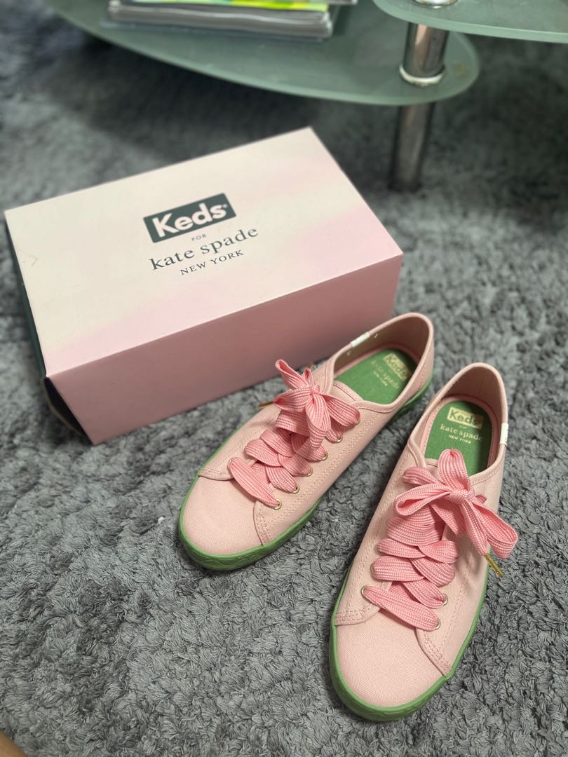 pink and green keds by kate spade