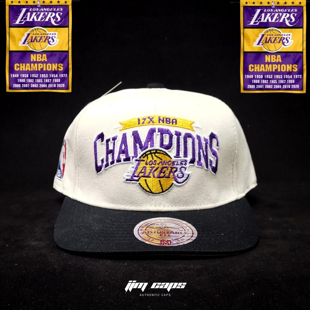 LA Lakers Champion DLINE Mitchell and Ness Snapback Cap (Category: Caps & Hats) located in Manila. Submitted by hypestoreph (Listing ID 1153888726, Image 1). Description: • Classic snapback cap with premium wool blend fabric • Hard buckram. Structured • Contrasting plastic snapback closure • Contrasting eyelets and top button • 8-row stitching on visor.