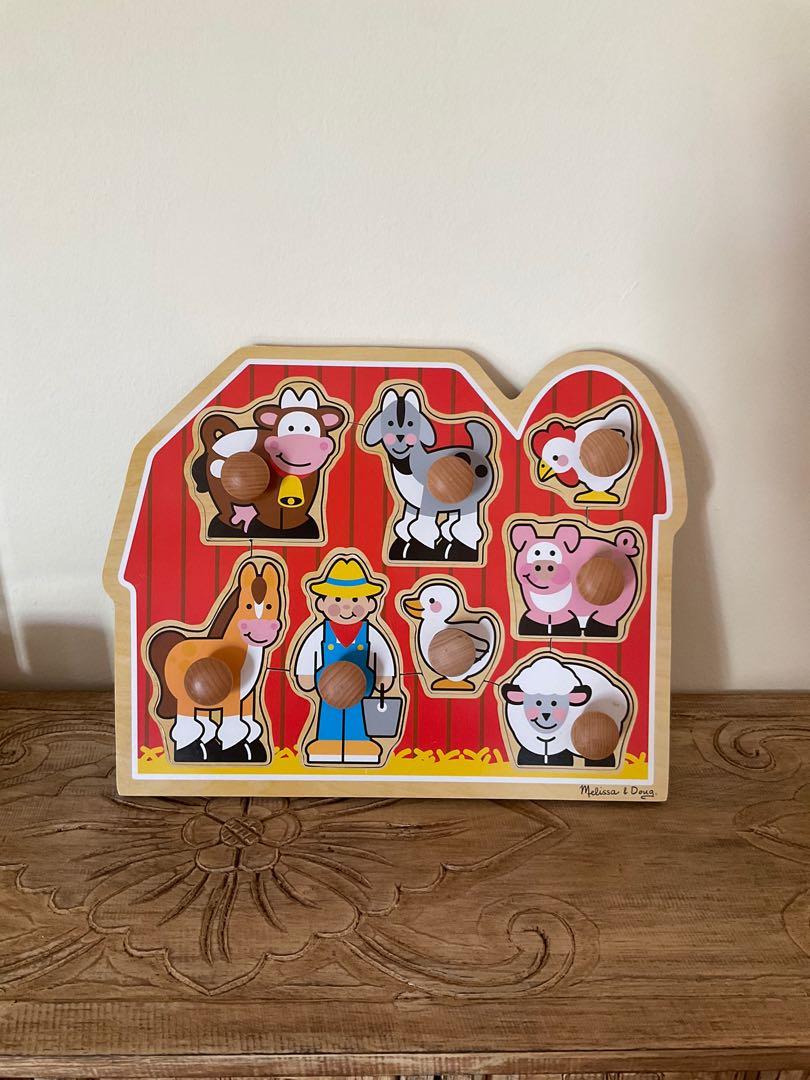 Melissa & doug farm animals jumbo knob wooden store puzzle