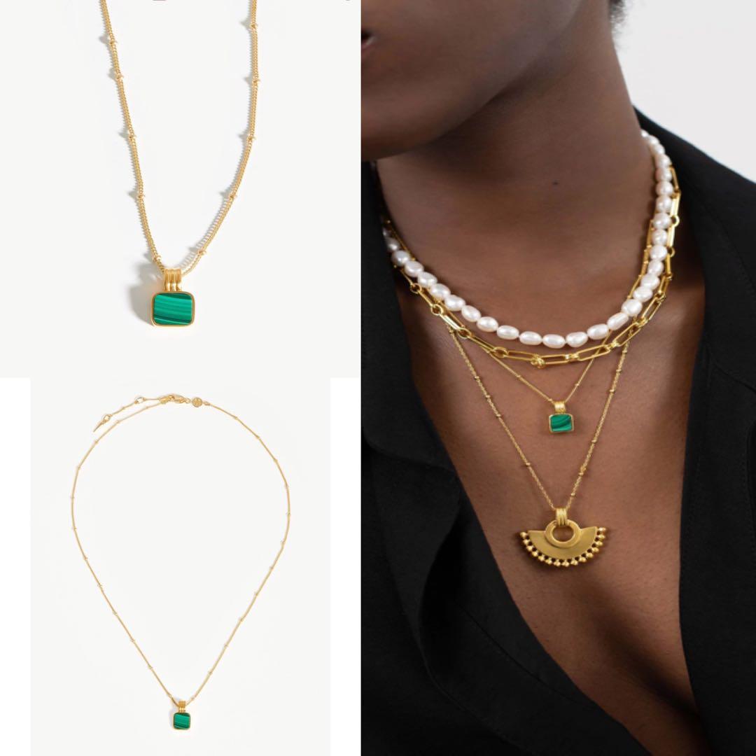 Lucy williams deals square malachite necklace