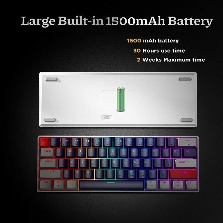 Newmen GM610 60% Wireless Mechanical Keyboard,Wired/Bluetooth RGB  Backlit,61 Anti-Ghosting Keys,Programmable,Hot-Swappable Gaming  Keyboard,for PC