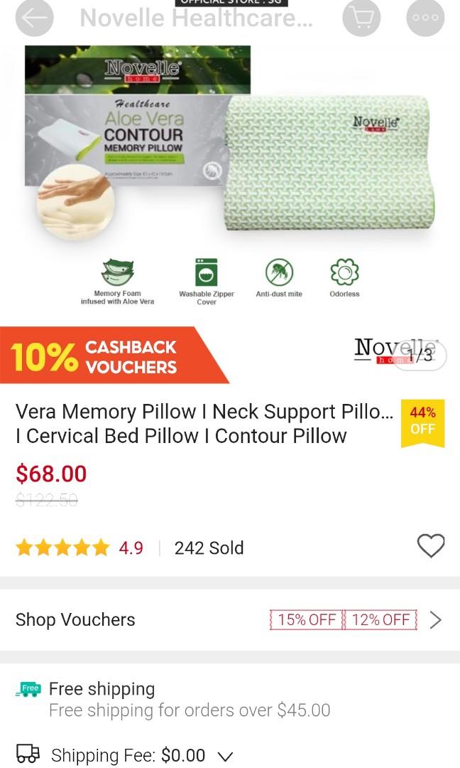 Novelle aloe vera contour memory pillow top