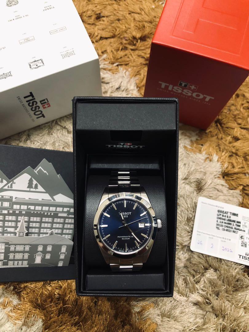 Original Tissot Gentleman Powermatic 80 Silicium Watch Blue Dial