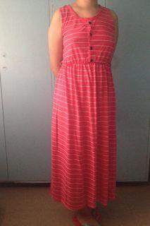 Pink striped maxi dress