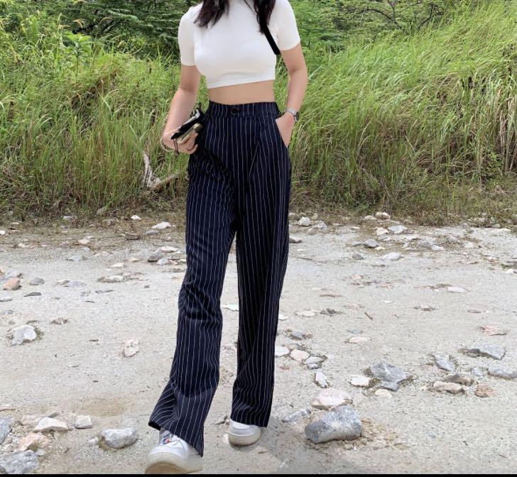 Pinstripe pants store womens outfit