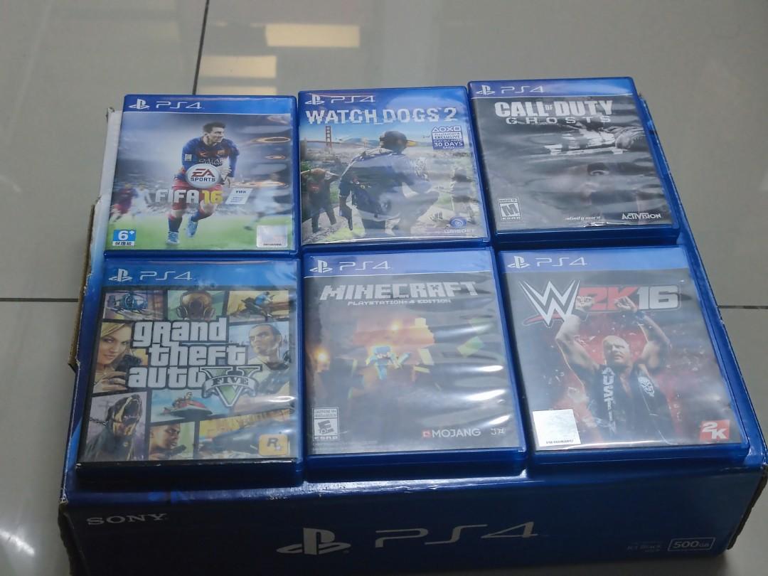 Playstation Station 4 Fat PS4 Fat 500GB 2 Control 6 Games