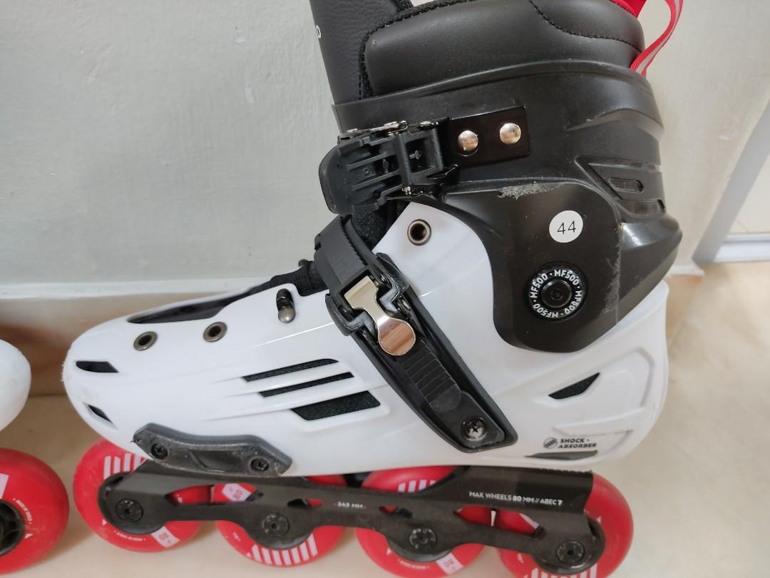 Preloved Adult Inline Skates Oxelo Mf500 White And Red Uk 44 Sports Equipment Sports Games Skates Rollerblades Scooters On Carousell