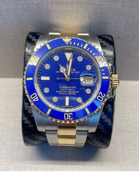 Rare Rolex Submariner Diamond Dial 116613LB Luxury Watches on
