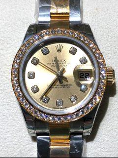 Rolex 179383 Datejust Ladies 18k Yellow Gold & Steel Diamonds 26mm (Discontinued)
