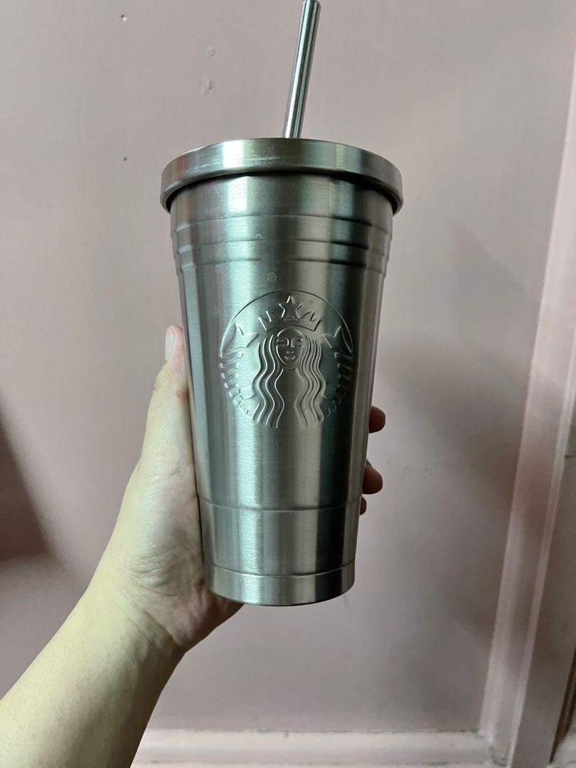 Starbucks Metal Cup and Straw, Furniture & Home Living, Kitchenware