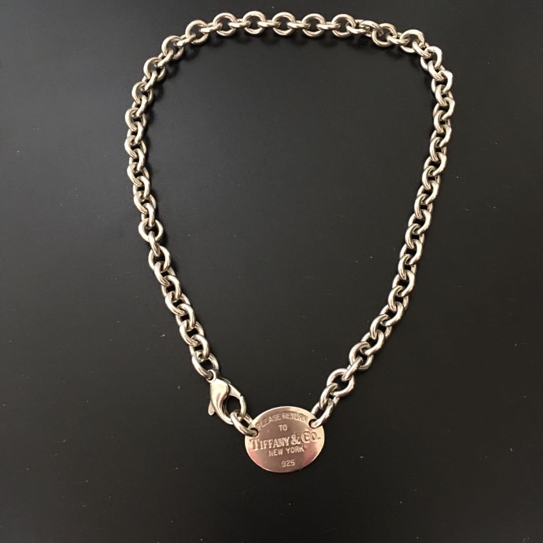 Tiffany Oval Tag Necklace Authentic 