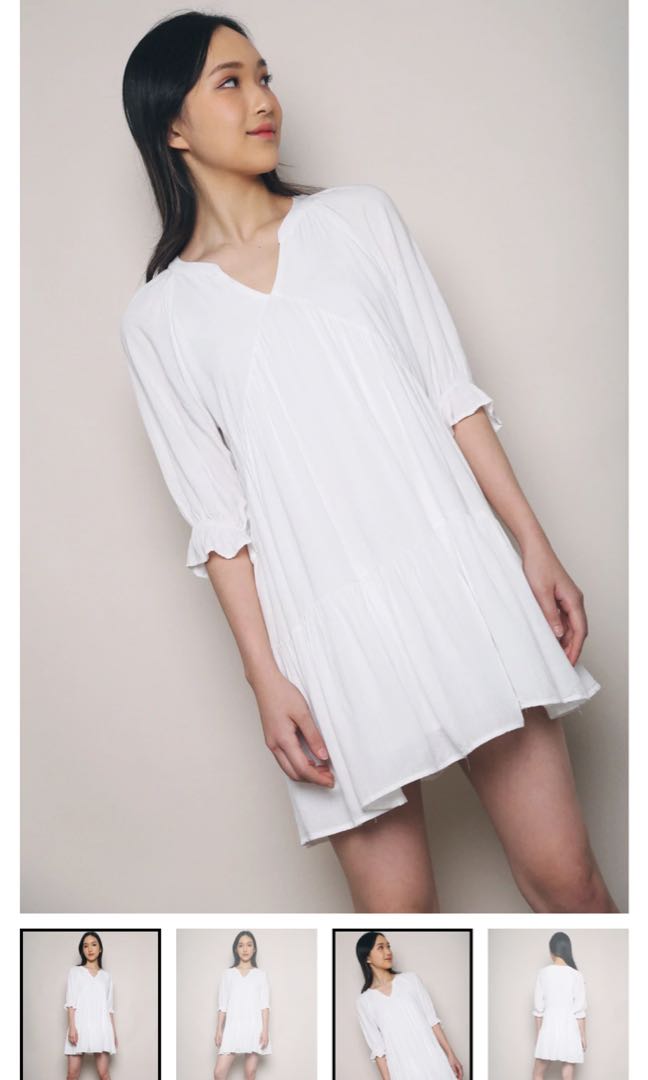 Trafford Babydoll Dress White, Women's Fashion, Dresses & Sets, Dresses on Carousell