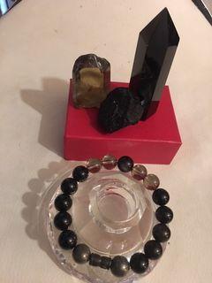 Triple Protection Bracelet ( Obsidian + Onyx + Smoky Quartz )