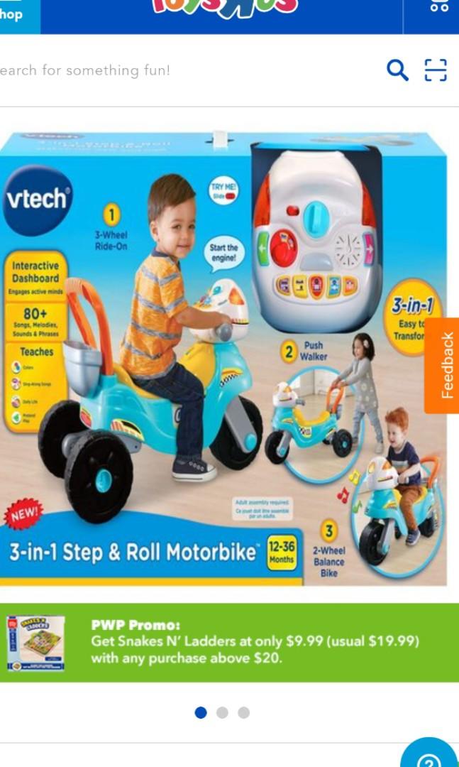 Vtech New 3 In 1 Step N Roll Motorbike, Hobbies & Toys, Toys & Games on
