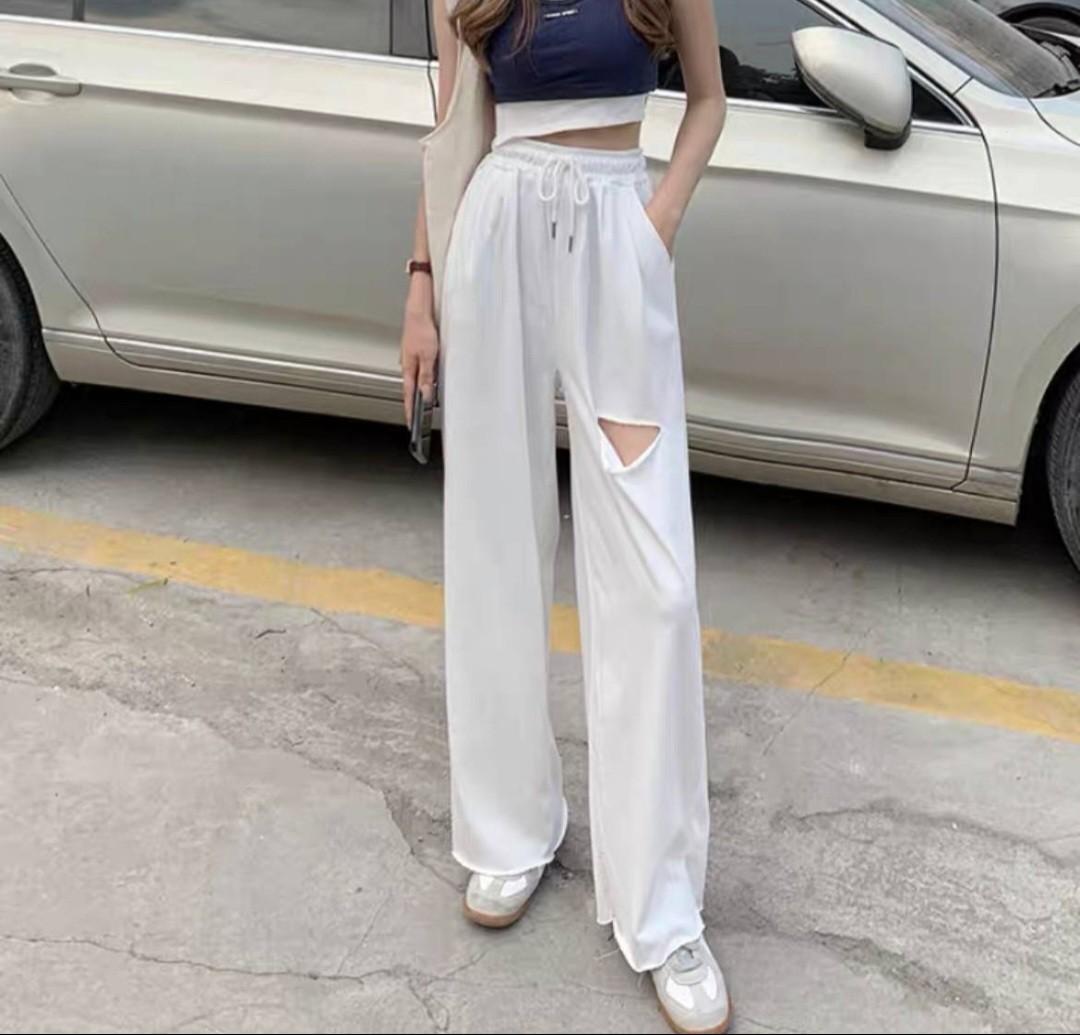 White ripped sweatpants sales