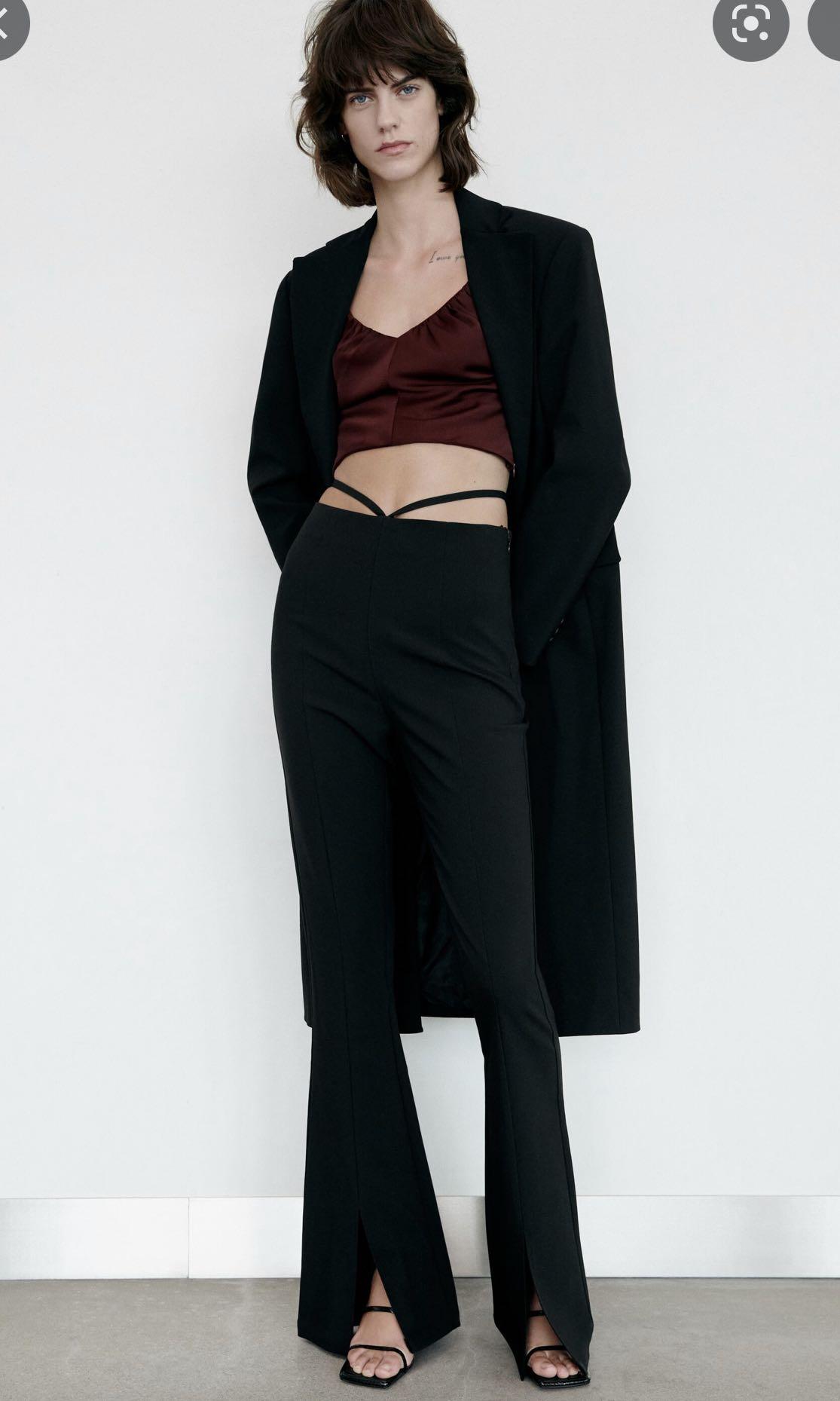 Zara Trousers with waist straps, Women 
