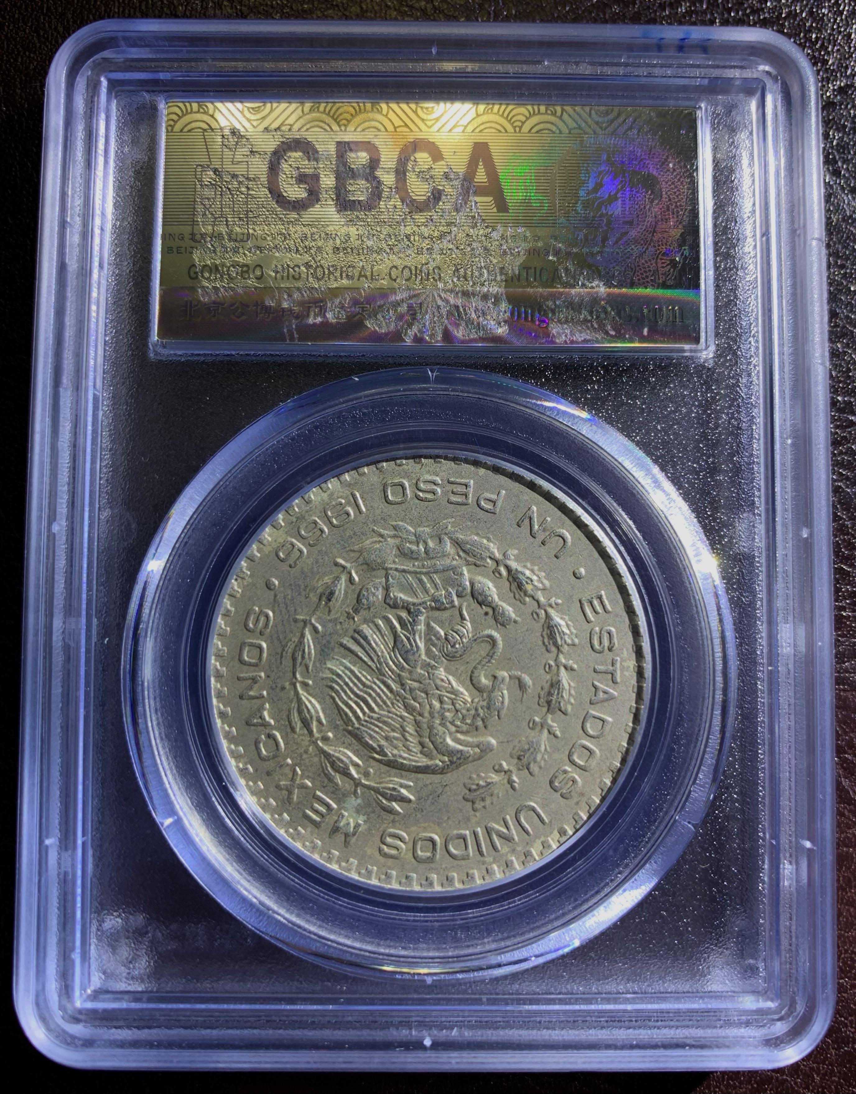 🪙：墨西哥鷹抓蛇銀幣，💰1披索，1966年份，已評公博MS60，圖片自然狀態拍攝，品相如圖，非常值得收藏。非誠勿擾！, 興趣及遊戲,  收藏品及紀念品, 錢幣- Carousell