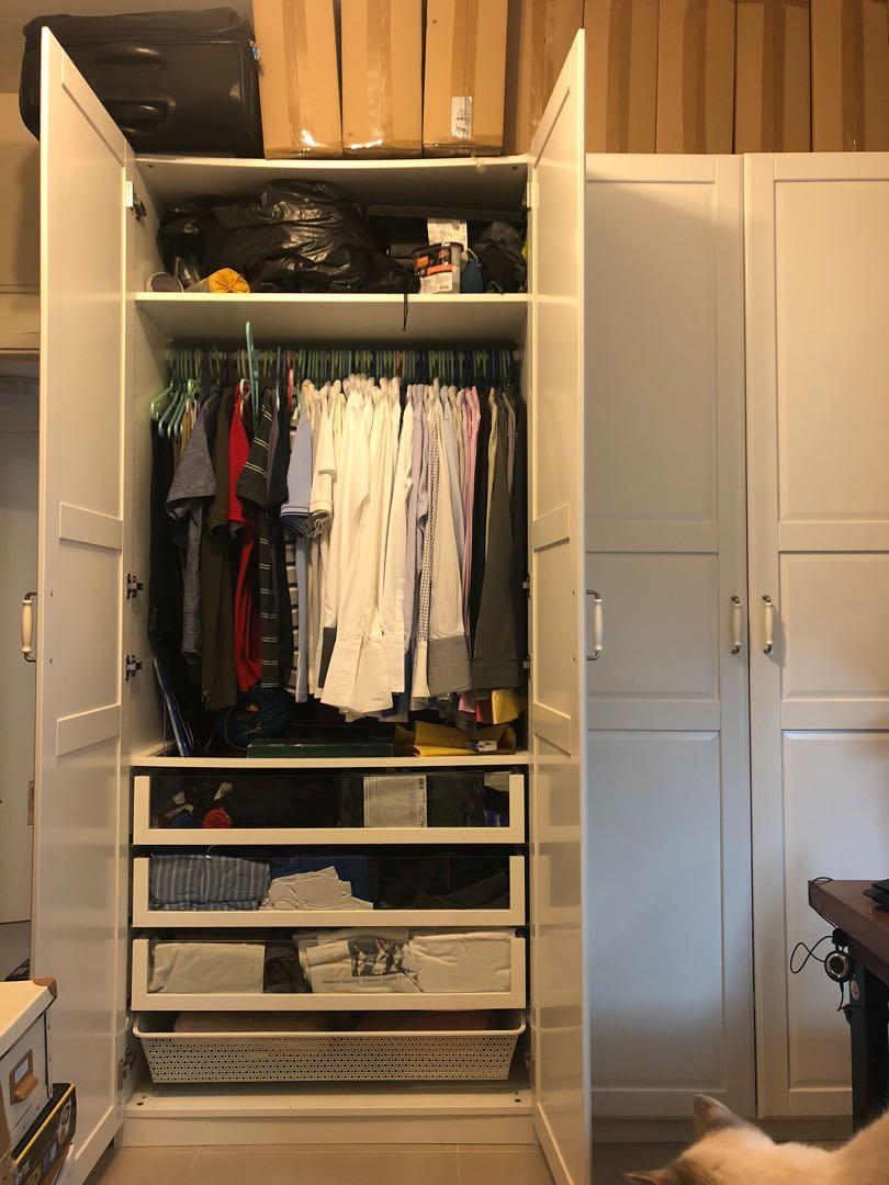 2 lots of White Ikea wardrobes, 傢俬＆家居, 傢俬, 書櫃、櫃子及架 Carousell