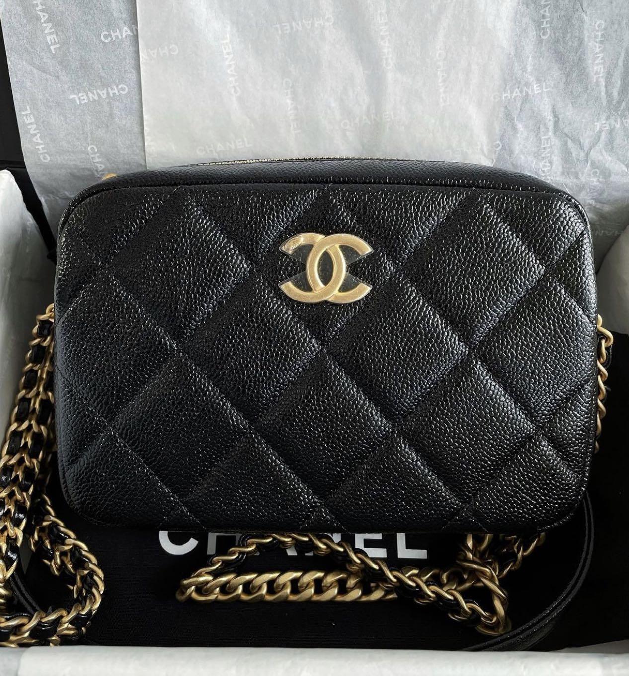 Chanel Vintage Black Quilted Caviar Camera Case Flap Bag  Luxury Reborn