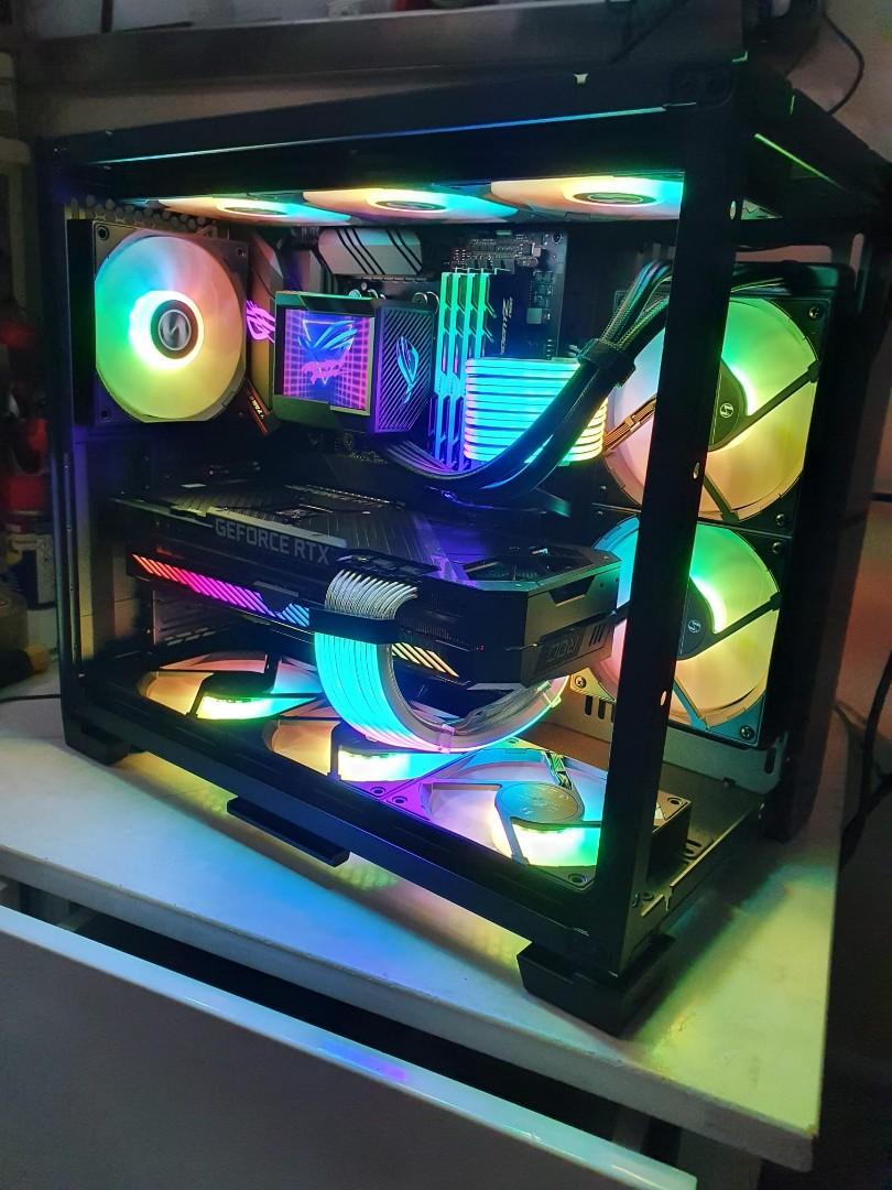 Asus ROG Strix Lian Li O11 Mini 5600x RTX 3080 Ryujin II LCD, Computers ...