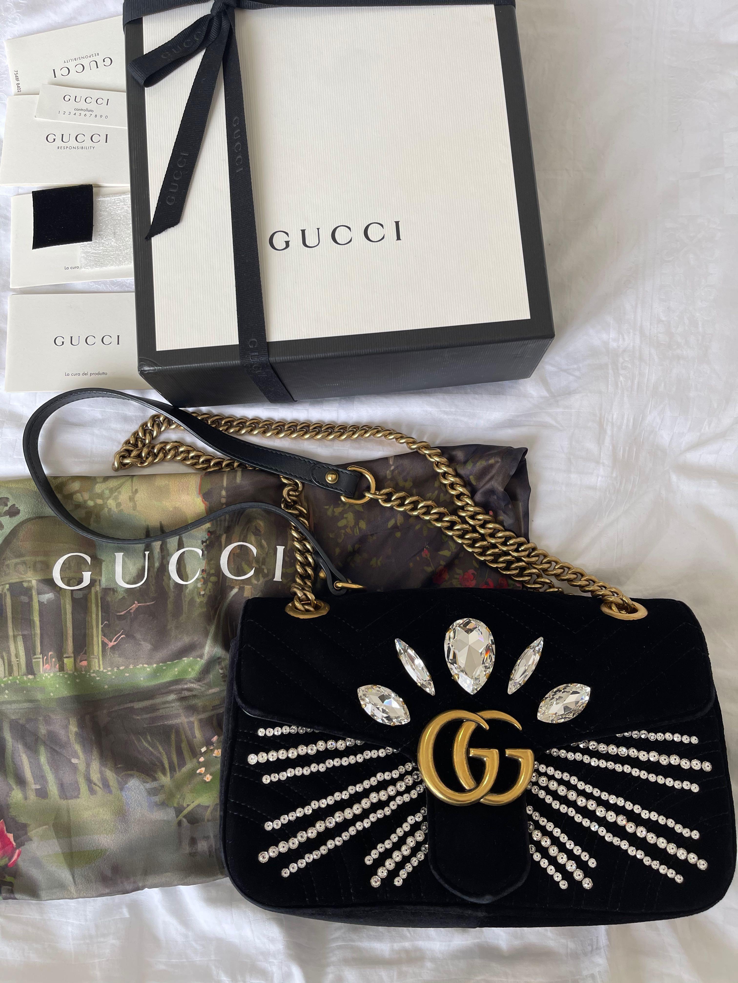 Gucci marmont crystal best sale bag