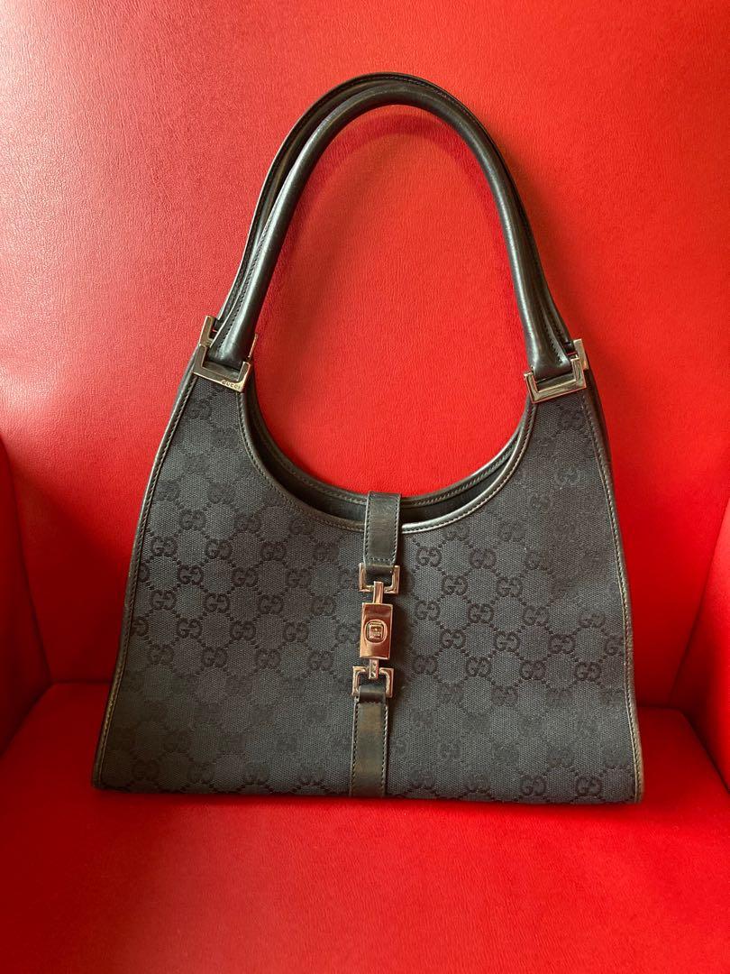 Gucci Jackie Monogram Shoulder Bag (Authentic Pre-Owned) Leather Brown