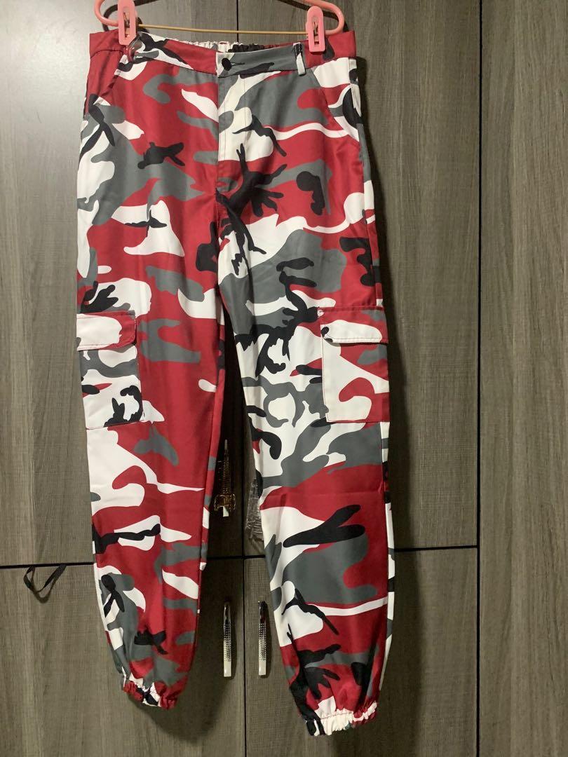 Red and black camo pants womens hot sale