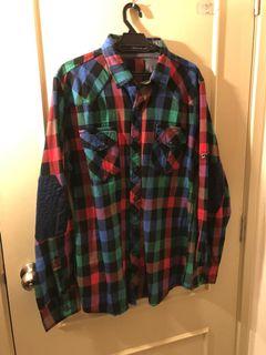 Everlast Red Green Blue Checkered Long Sleeved Shirt