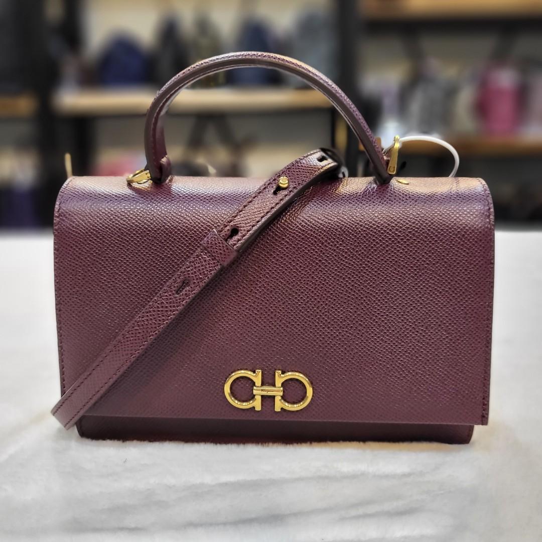 Salvatore ferragamo ladies gancini sales top handle mini bag