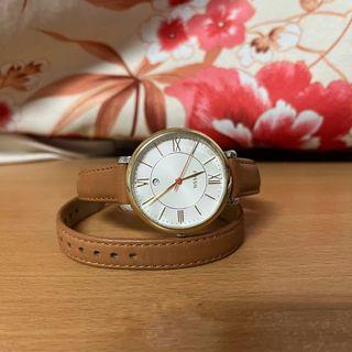 fossil 手錶 女錶 真皮 金色 36mm 指針 石英錶 化石 雙錶帶