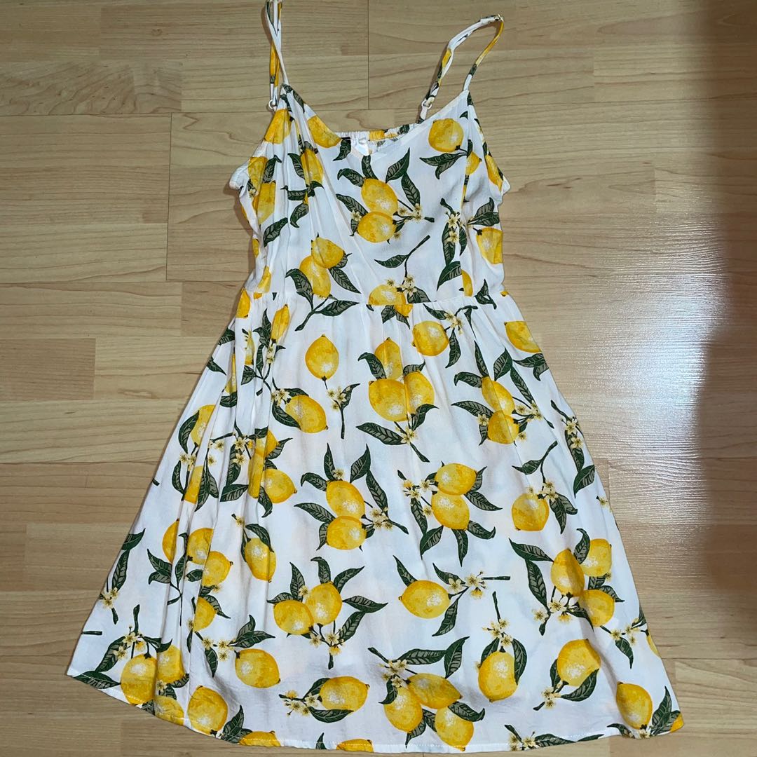 H☀M lemon print mini dress, Women's ...