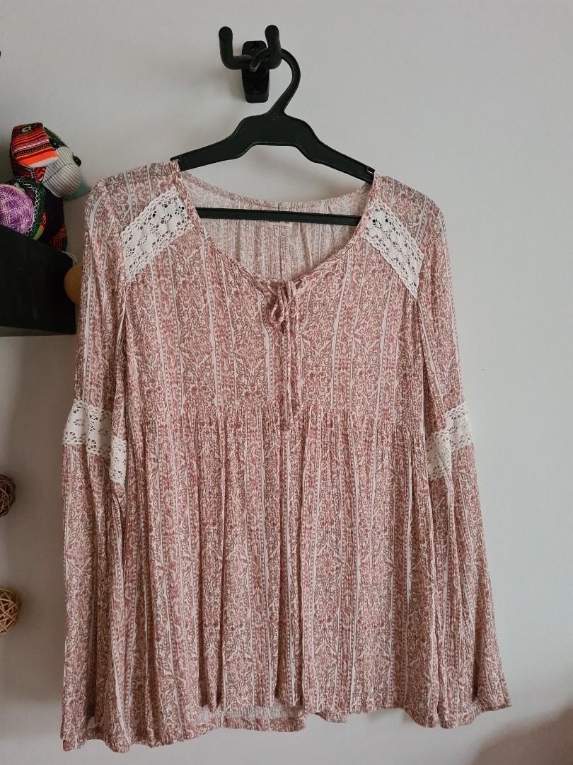 Hollister Pink Pastel Blouse Size XS 