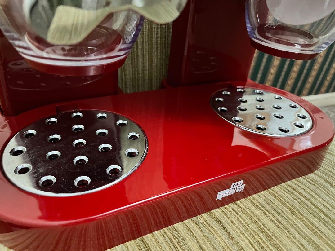HoneyCanDo Double Cereal Dispenser with Portion Control, Red and