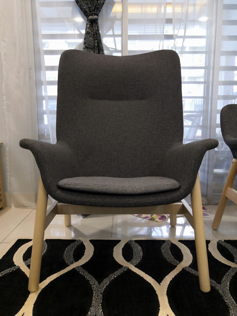 IKEA Vedbo Highback armchair, Gunnared dark grey, Furniture & Home