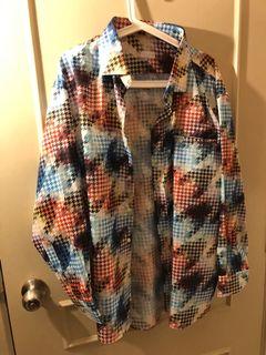 Japanese Silk Long Sleeved Colourful Button Up Dress Shirt