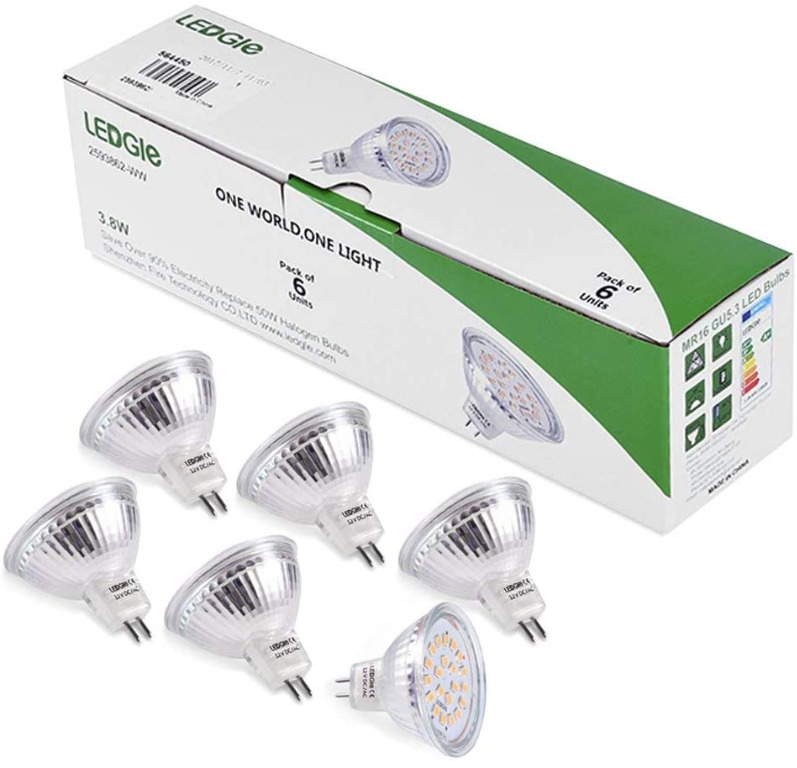 Warm White LED Reflector Replaces 50W Halogen Lamp 21LEDs LED Spotlight 12V GU 5.3 LED Bulb 6Pcs LEDGLE 3.8W GU5.3 MR16 LED Spotlight Lamp A