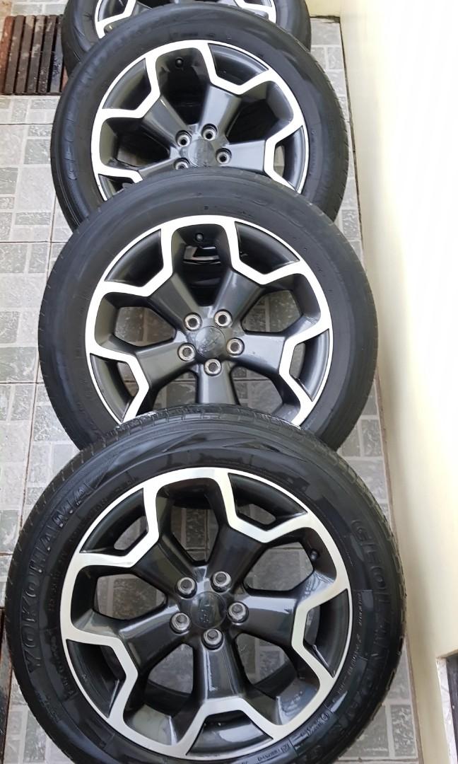 Mags and tires subaru xv (Category: Mags and Tires) located in Cebu City. Submitted by anznvrfade (Listing ID 1154486540, Image 2). Description: from my subaru xv 2015 rims are excellent all tires thread 50% 225/55 R17 97V 5 holes repriced from 16k to 12k.