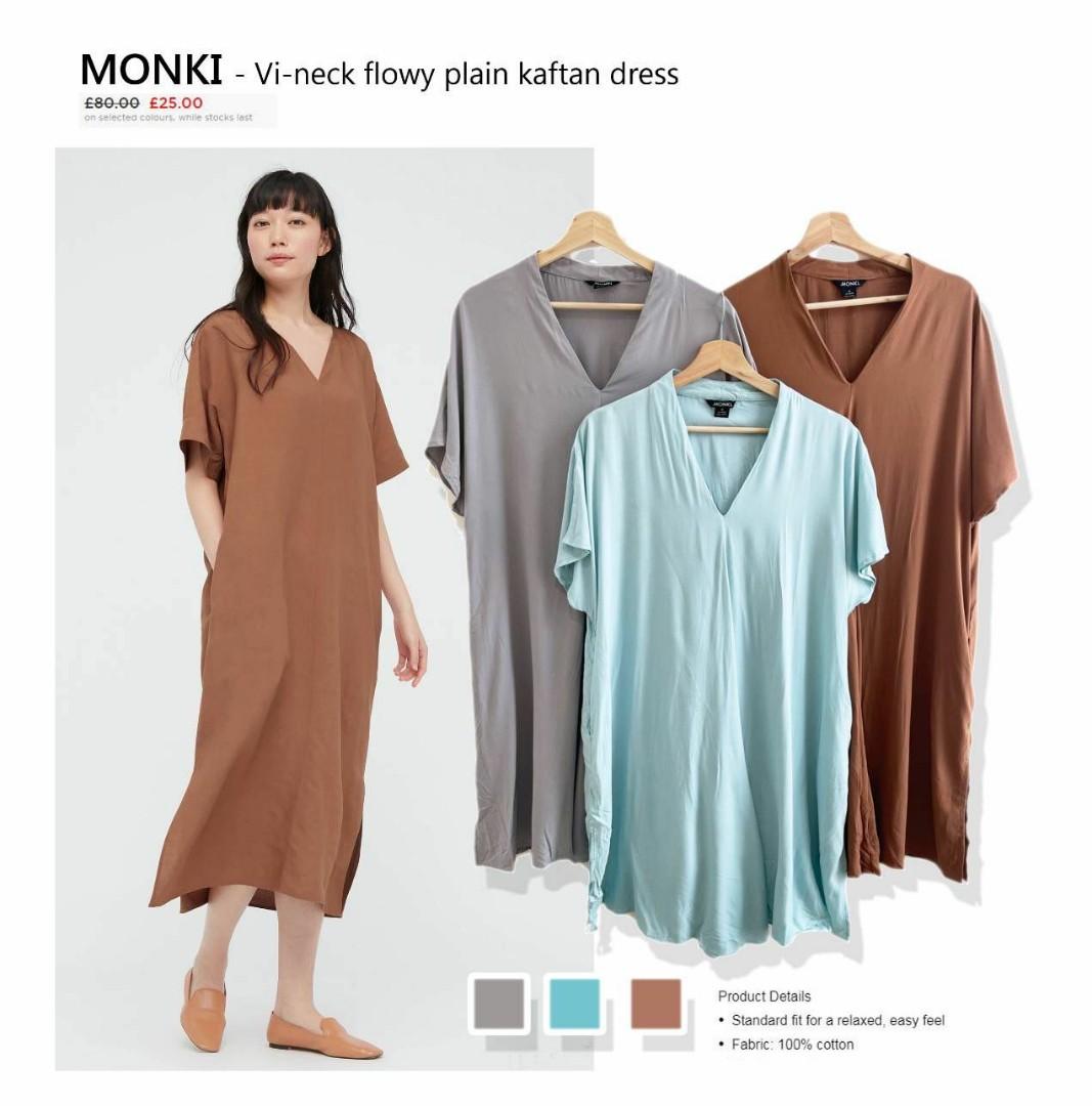 Monki kaftan simple dress Fesyen Wanita Pakaian Wanita Gaun Rok di Carousell