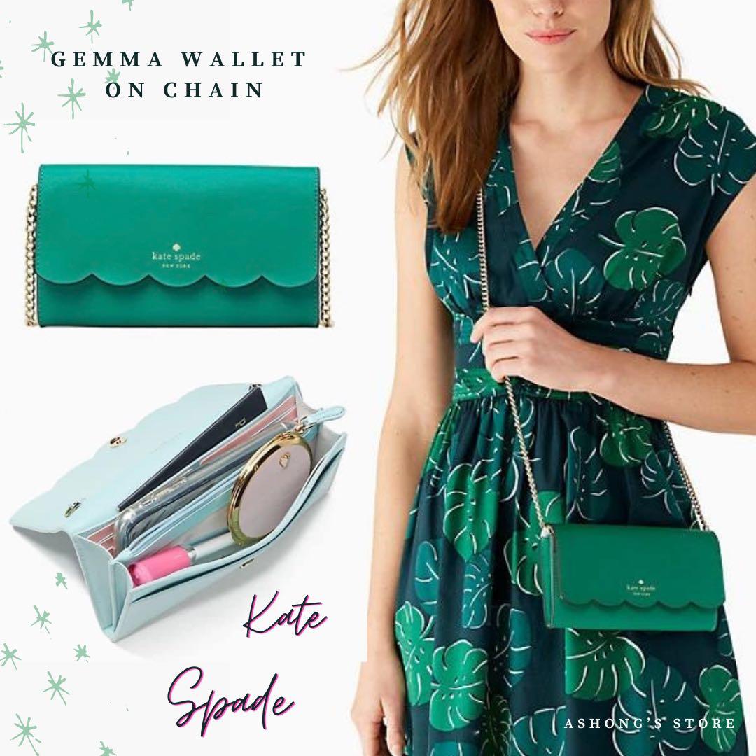 Kate Spade New York Gemma Wallet on a Chain Shoulder Bag (Black): Handbags