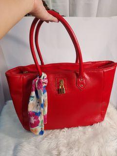 Red Tote Bag w twilly