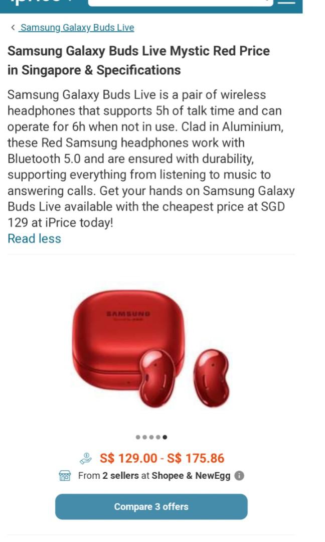 Samsung buds live mystic red deals