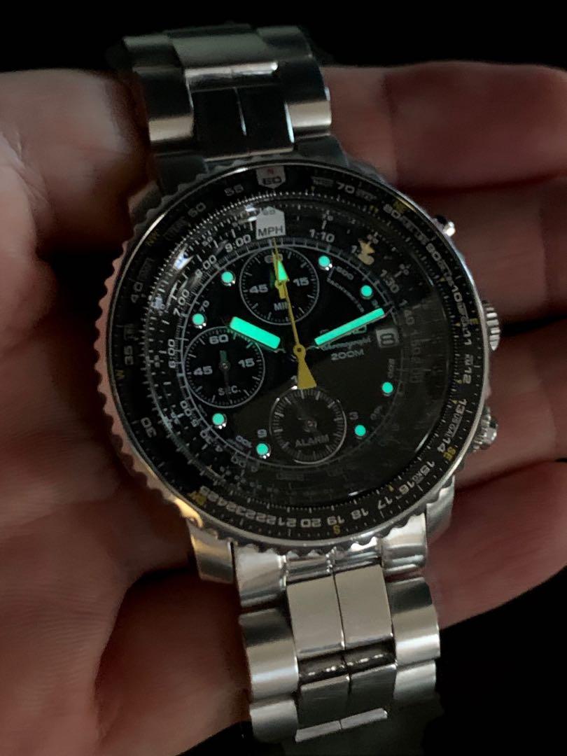 Seiko Flightmaster SNA411P1 Alarm Chronograph Slide Rule Legendary Iconic  Flighty Pilot Aviation Watch SNA411, Men's Fashion, Watches & Accessories,  Watches on Carousell