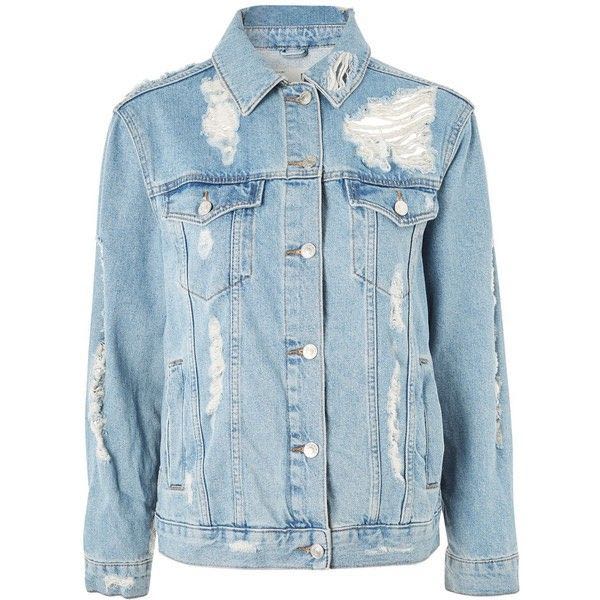 TOPSHOP oversized ripped denim jacket Women s Fashion Coats