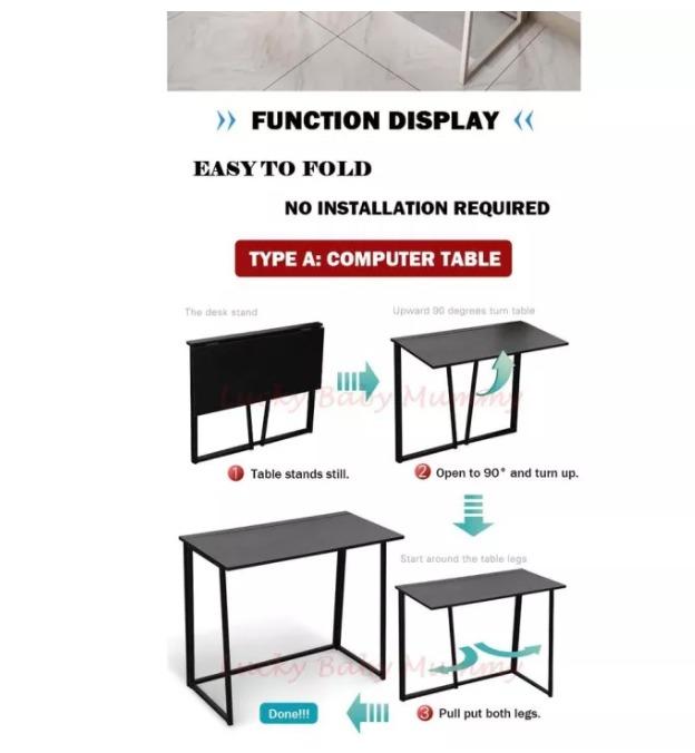 CUSTOMIZE Type A Foldable Computer Table/ PC Desk, Furniture & Home ...