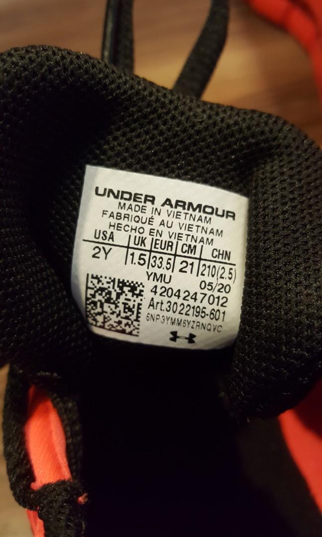 Under Armour Shoes for Kids (Category: Babies & Kids Fashion) located in Manila. Submitted by kikthans (Listing ID 1154376116, Image 3). Description: please see picture for size.