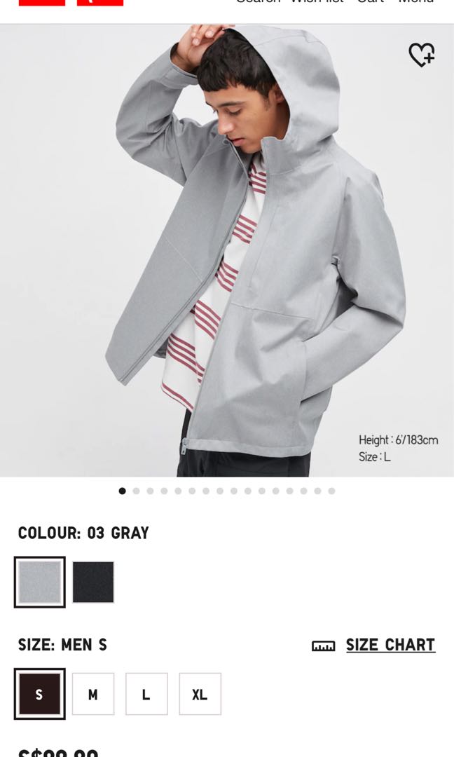 Uniqlo BlockTech Parka Light Grey S Men s Fashion Coats