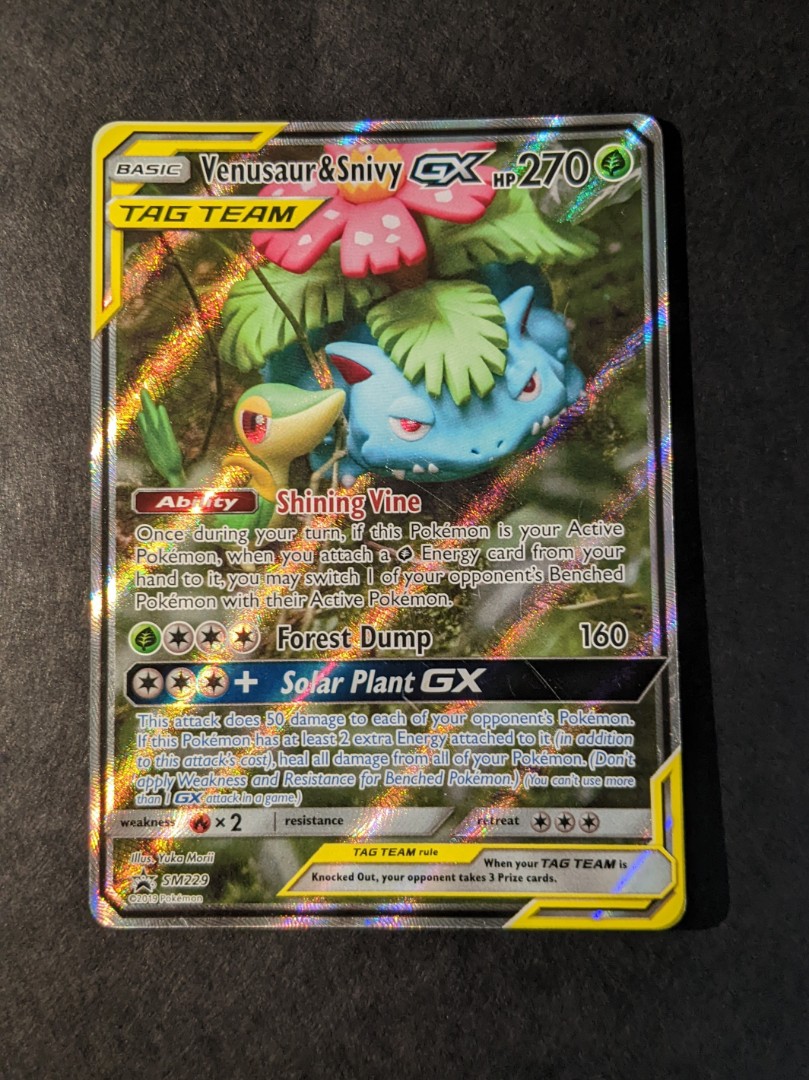 Venusaur & Snivy Tag Team GX SM229 Promo Pokemon Card Tcg, Hobbies
